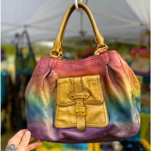 Recycled Riot Lauren by Ralph Lauren gold oil slick rainbow bag
